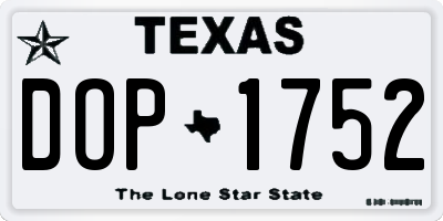 TX license plate DOP1752