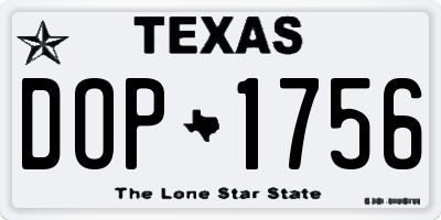TX license plate DOP1756