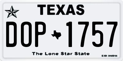 TX license plate DOP1757