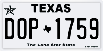 TX license plate DOP1759
