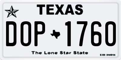 TX license plate DOP1760