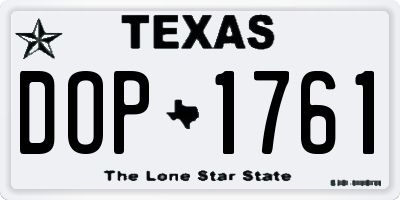 TX license plate DOP1761