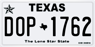 TX license plate DOP1762
