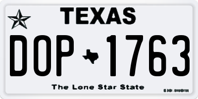 TX license plate DOP1763