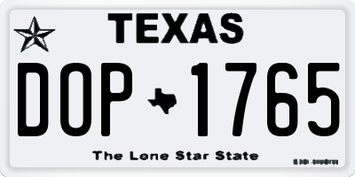 TX license plate DOP1765