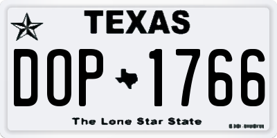 TX license plate DOP1766