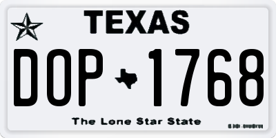 TX license plate DOP1768