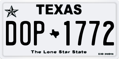 TX license plate DOP1772
