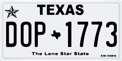 TX license plate DOP1773