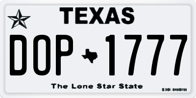 TX license plate DOP1777