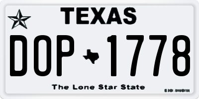 TX license plate DOP1778