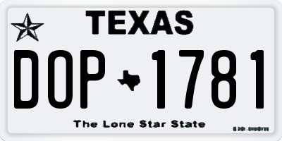 TX license plate DOP1781