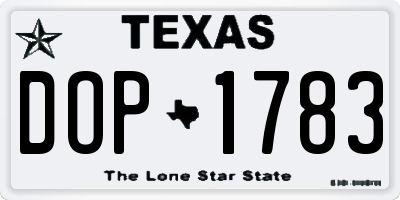 TX license plate DOP1783