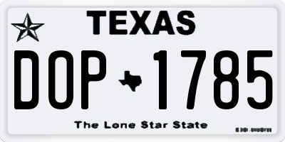 TX license plate DOP1785