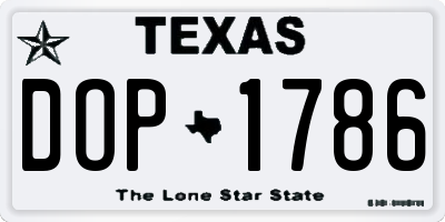 TX license plate DOP1786
