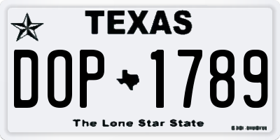 TX license plate DOP1789