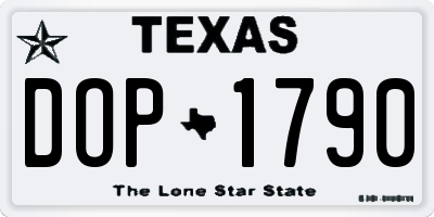 TX license plate DOP1790