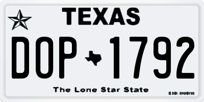 TX license plate DOP1792