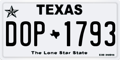 TX license plate DOP1793