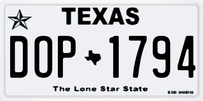 TX license plate DOP1794