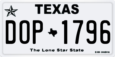 TX license plate DOP1796
