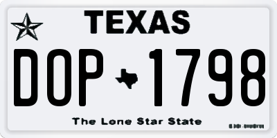 TX license plate DOP1798