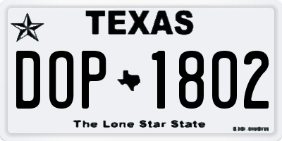 TX license plate DOP1802