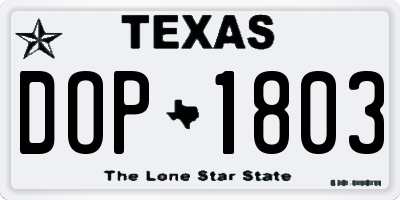 TX license plate DOP1803