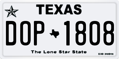TX license plate DOP1808