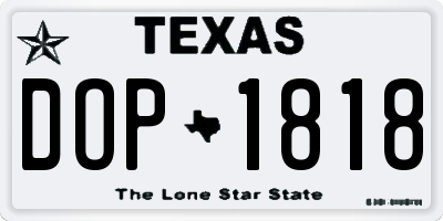 TX license plate DOP1818