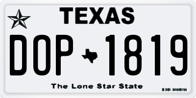 TX license plate DOP1819