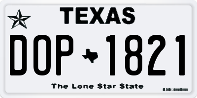 TX license plate DOP1821