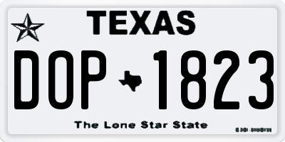 TX license plate DOP1823