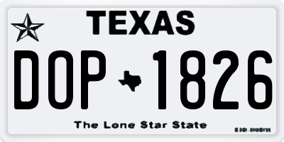 TX license plate DOP1826