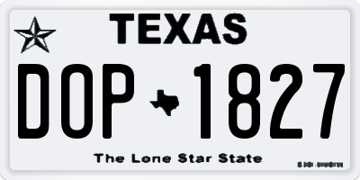 TX license plate DOP1827