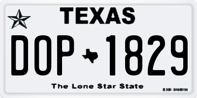 TX license plate DOP1829