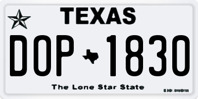 TX license plate DOP1830