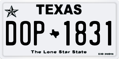 TX license plate DOP1831