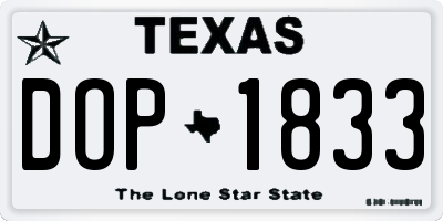 TX license plate DOP1833