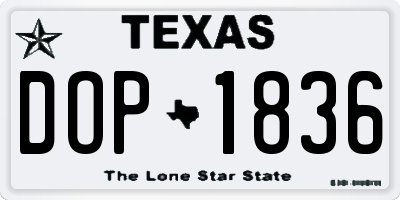 TX license plate DOP1836