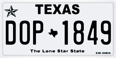 TX license plate DOP1849