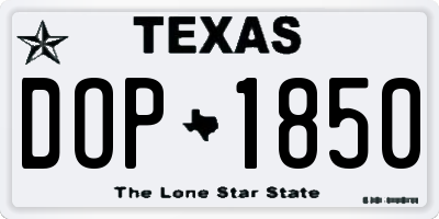 TX license plate DOP1850