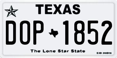 TX license plate DOP1852
