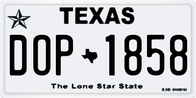 TX license plate DOP1858