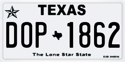 TX license plate DOP1862