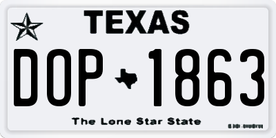 TX license plate DOP1863