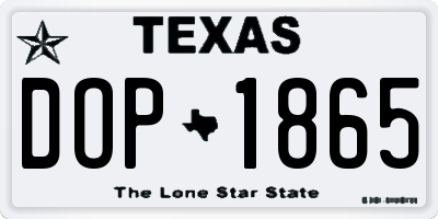 TX license plate DOP1865