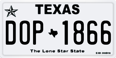 TX license plate DOP1866