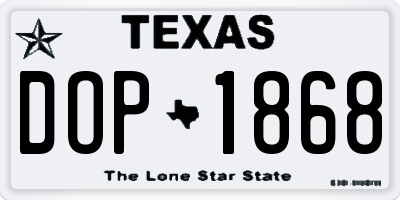 TX license plate DOP1868