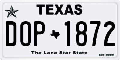 TX license plate DOP1872